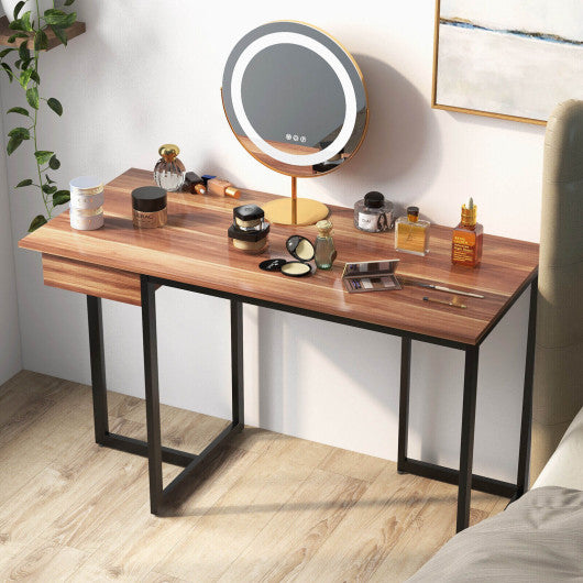 48 Inch Computer Desk with Metal Frame and Adjustable Pads-Walnut