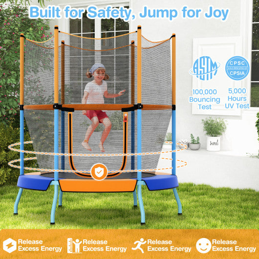 48 Inch Toddler Trampoline with Safety Enclosure Net-Orange
