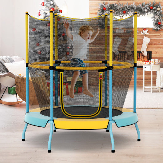 48 Inch Toddler Trampoline with Safety Enclosure Net-Yellow