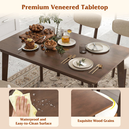 48 Inch Wooden Dining Table with Rubber Wood Legs for 4 People-Brown