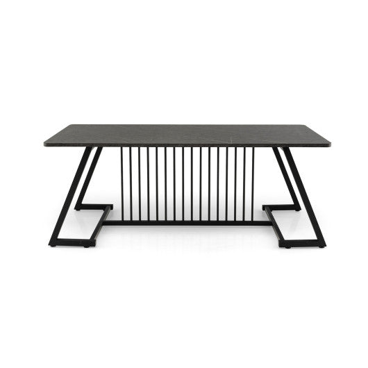 48 Inch Modern Style Coffee Table with Spacious Tabletop for Living Room-Black