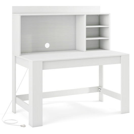 48 Inch Writing Computer Desk with Anti-Tipping Kits and Cable Management Hole-White