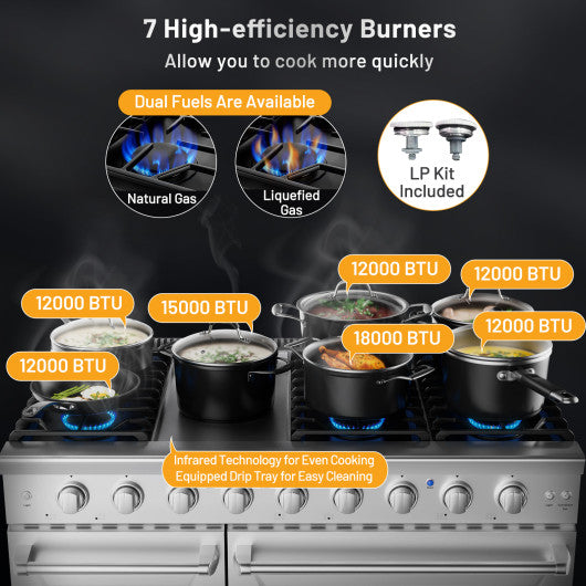 48 Inches Freestanding Natural Gas Range with 7 Burners Cooktop