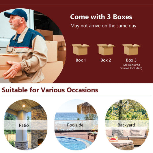 4 Pieces Patio Rattan Furniture Set with Tempered Glass Coffee Table-Red