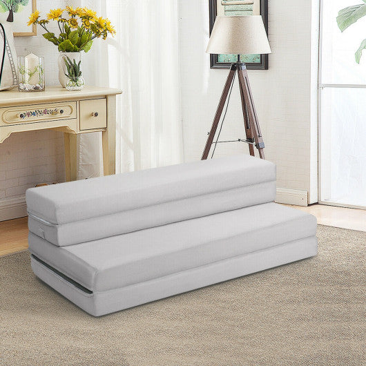 4 Inch Folding Sofa Bed Foam Mattress with Handles-Full XL