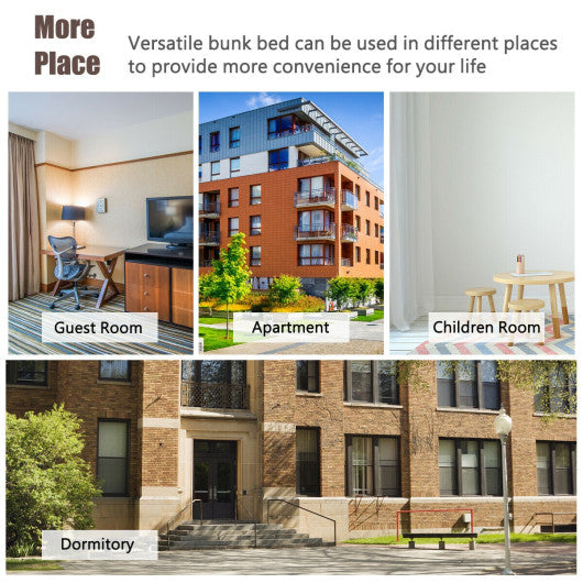 Twin Pull-Out Bunk Bed with Trundle Wooden Ladder-Espresso