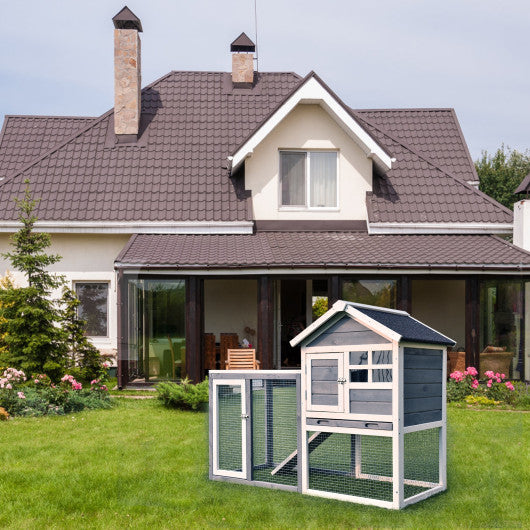 Outdoor Wooden Rabbit hutch-Gray