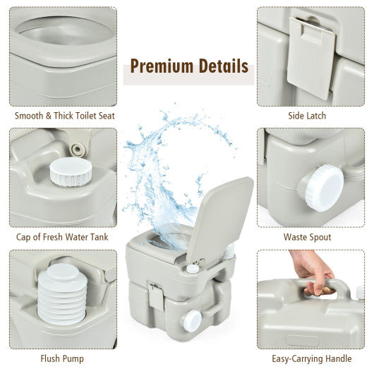 5.3 Gallon 20 L Portable Travel Toilet for Camping RV Indoor Outdoor