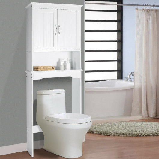Over the Toilet Storage Cabinet Bathroom Organizer with Adjustable Shelf-White