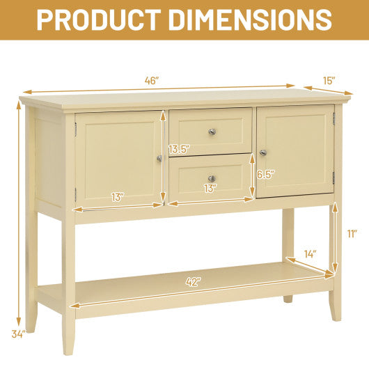 Wooden Sideboard Buffet Console Table with Drawers and Storage-Beige