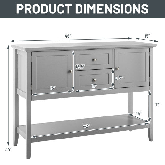 Wooden Sideboard Buffet Console Table with Drawers and Storage-Gray
