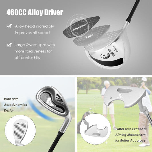 10 Pieces Womens Complete Golf Club Set with Alloy Driver Black