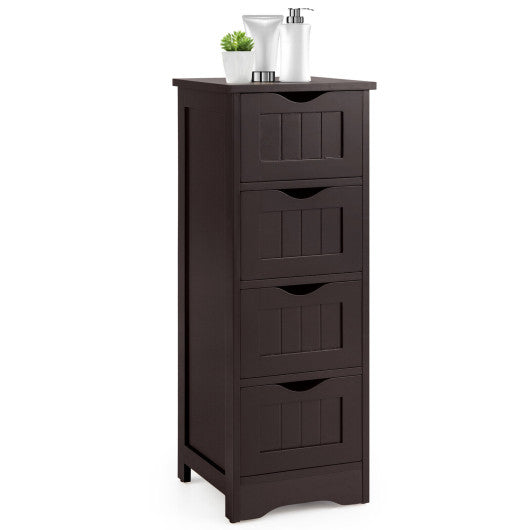 4-Drawer Freestanding Floor Cabinet with Anti-Toppling Device-Dark Brown