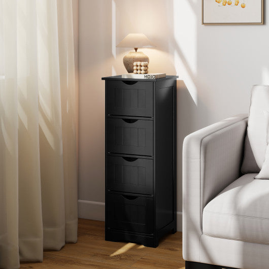 4-Drawer Freestanding Floor Cabinet with Anti-Toppling Device-Black