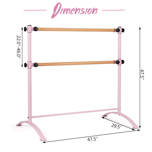 4 Foot Portable Freestanding Double Ballet Barre-Pink