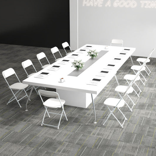 4 Pack Metal Folding Chairs with Plastic Seat and Back-White