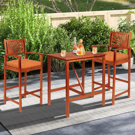 4 Pack 17.5 x 17 Inch U-Shaped Chair Pads with Polyester Cover-Orange