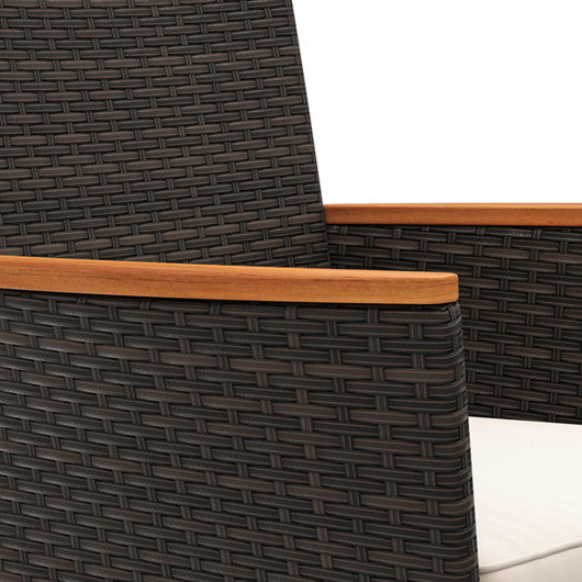 4 Piece Patio Wicker Sofa Set 2 Rattan Chairs and Loveseat with Table-Brown