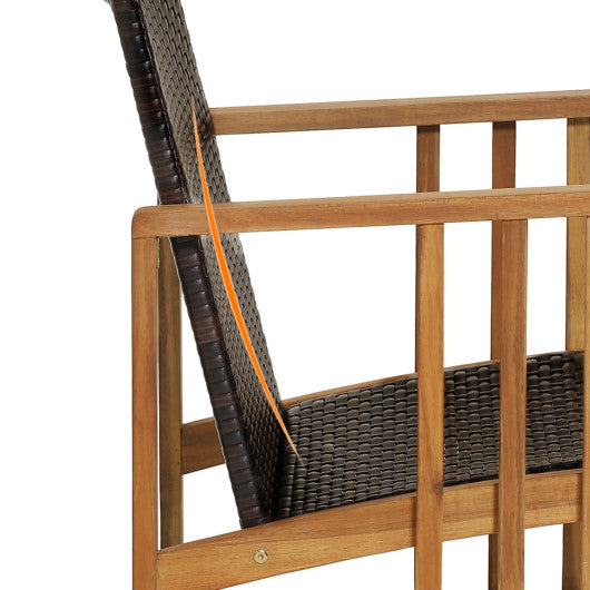 4 Pieces Patio Rattan Conversation Set with Seat and Back Cushions-Off White