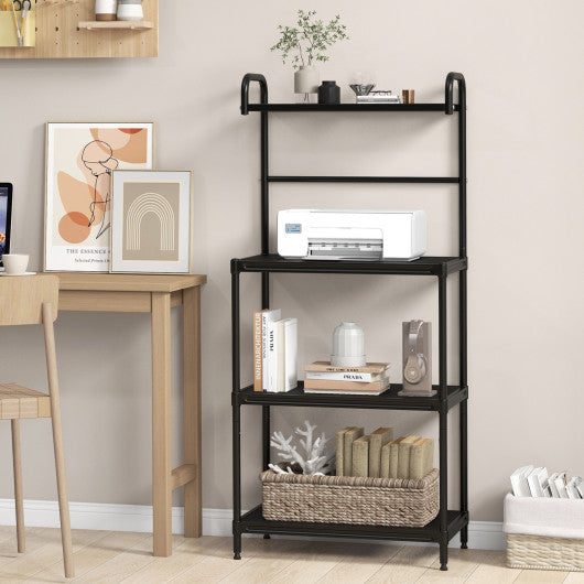 4-Tier Kitchen Microwave Storage Rack with Metal Shelves-Black