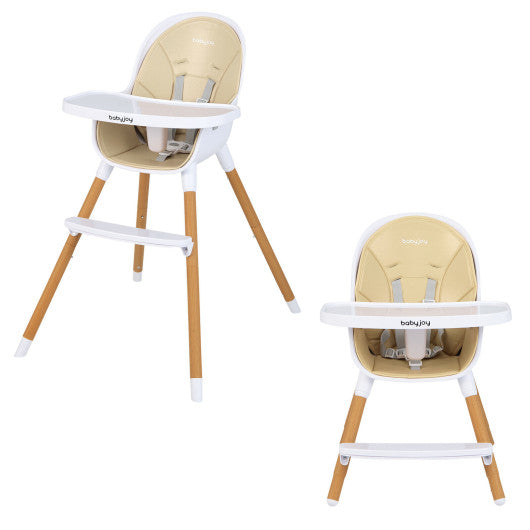 4-in-1 Convertible Baby High Chair Infant Feeding Chair with Adjustable Tray-Beige