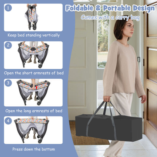 4 in 1 Portable Baby Nursery Center with Net and Music Box-Multicolor