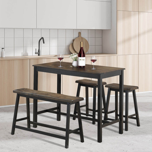 4 Piece Solid Wood Counter Height Dining Table Set-Coffee