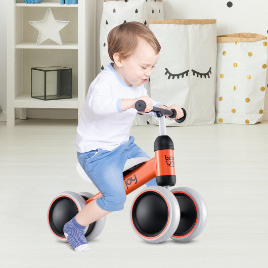 Baby Balance Bike for 2 Years Old Boys Girls No Pedal 4 Wheels-Orange