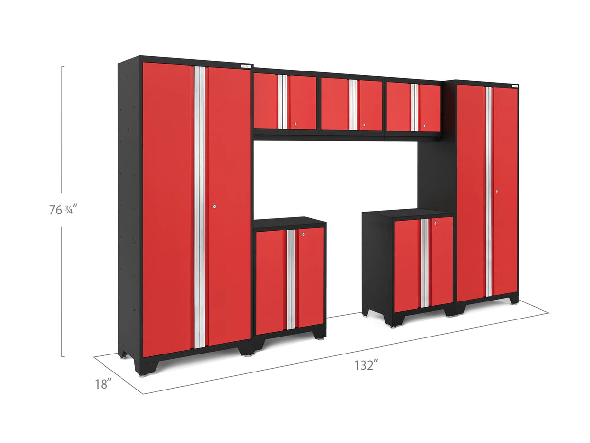 Bold Series 7 Piece Cabinet Set with Base, Wall Cabinets and 30 In. Lockers