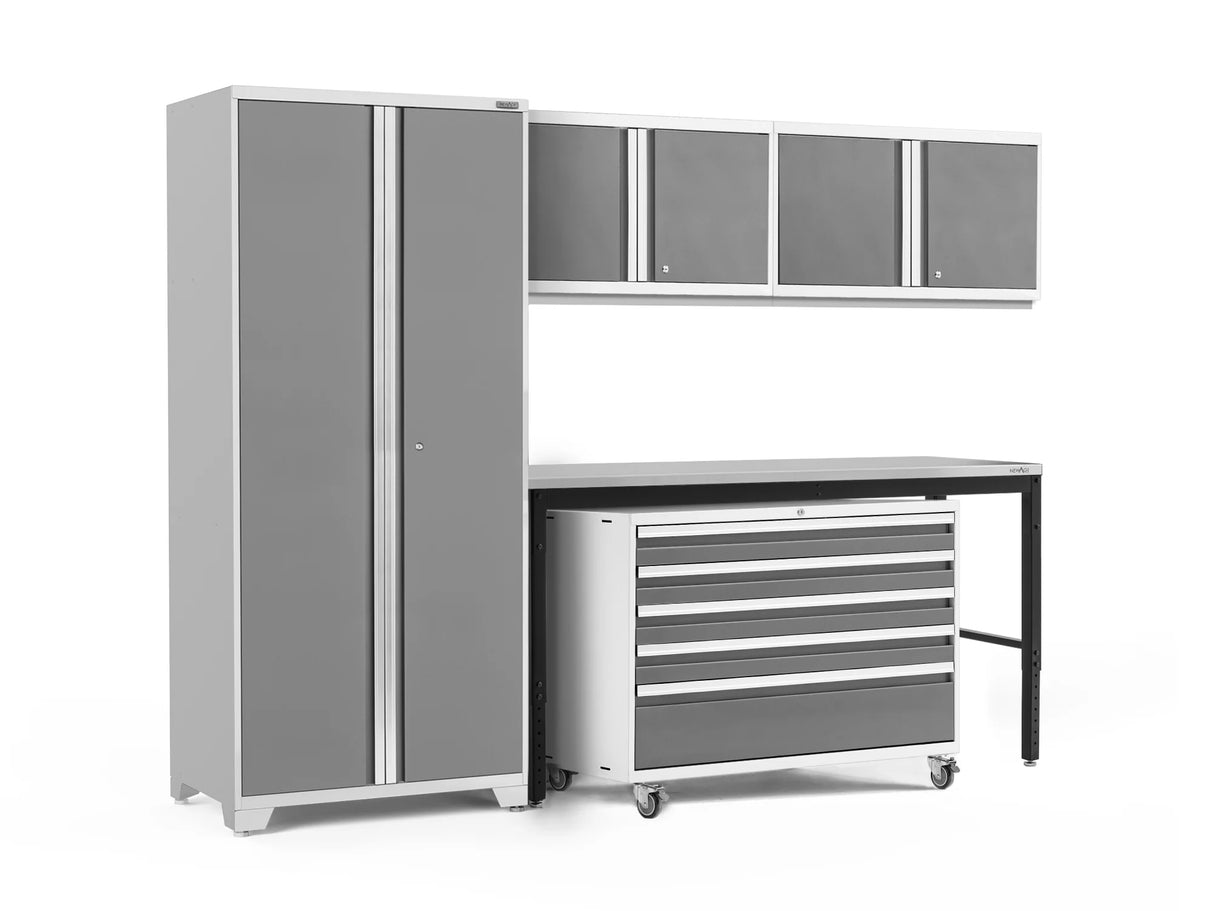 Pro Series 5 Piece Cabinet Set with Wall, Tool Cabinet, Locker and 84 In. Workbench
