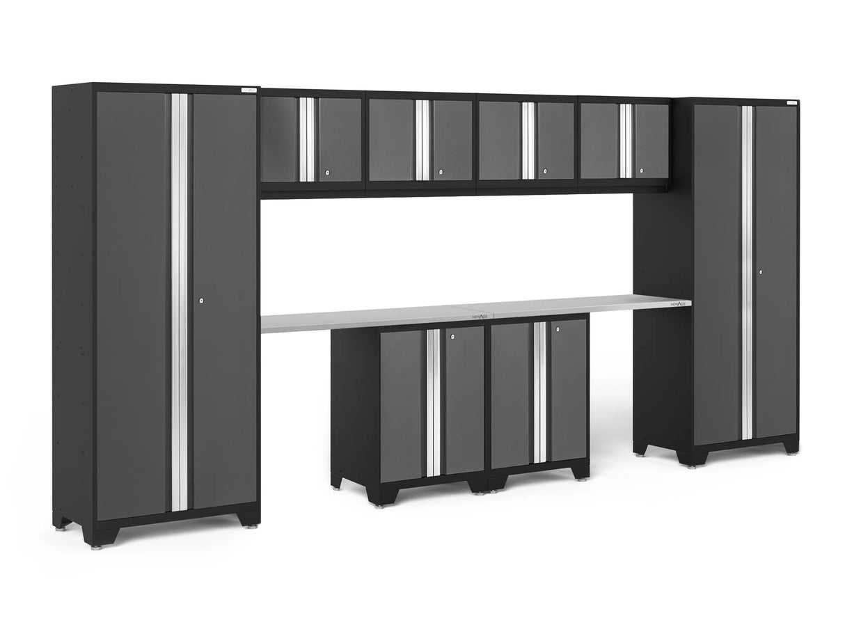 Bold Series 10 Piece Cabinet Set with Base, Wall Cabinet, 30 In. Locker and Worktop