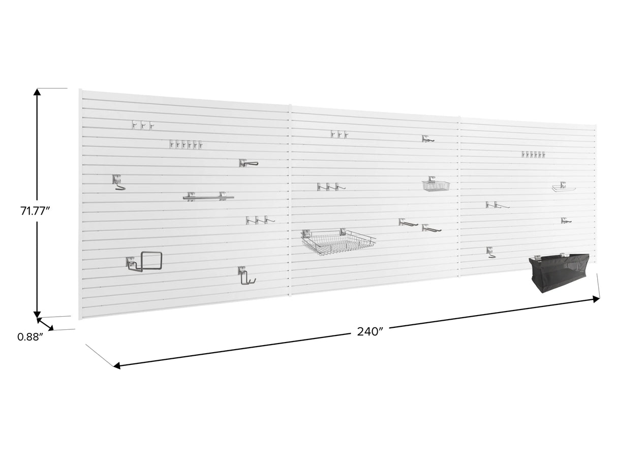 120 SQ. FT. PVC Slatwall with 40-Piece Accessory Kit