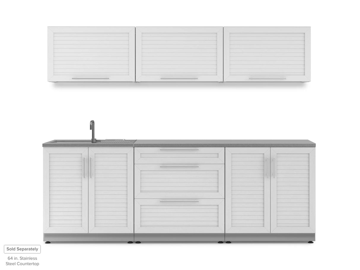 Outdoor Kitchen Stainless Steel 6 Piece Cabinet Set with Sink, 3-Drawer, 2-Door and Wall Cabinets