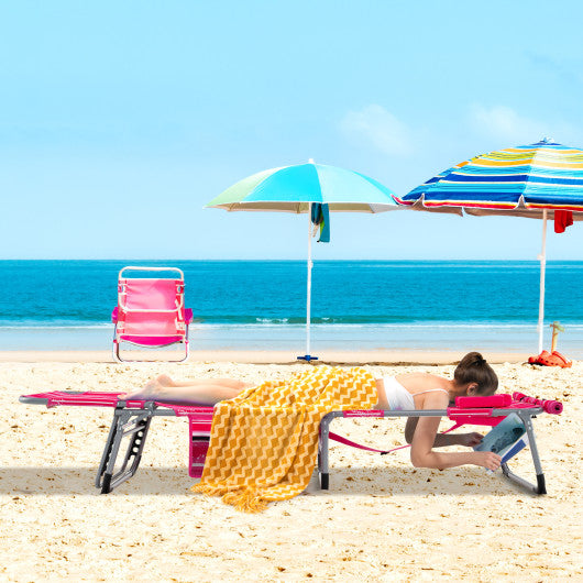 5-position Outdoor Folding Chaise Lounge Chair-Rose Red