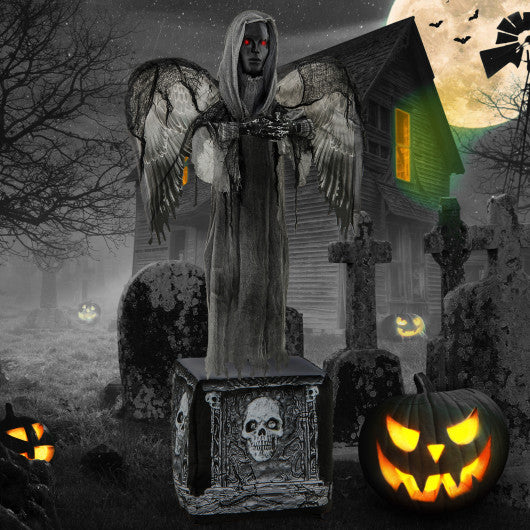 5.5ft Halloween Animatronic Decoration with Light Up Eyes and Shaking Wings
