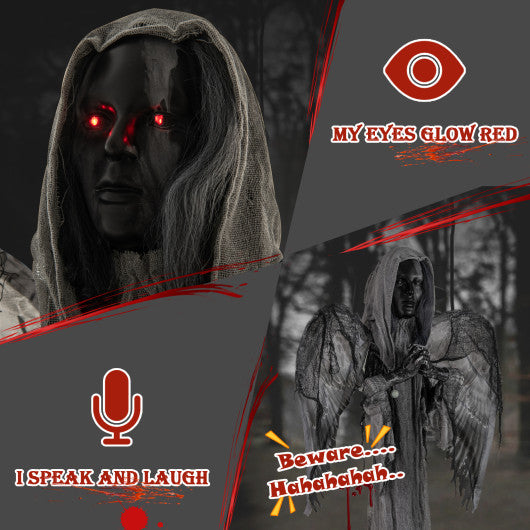 5.5ft Halloween Animatronic Decoration with Light Up Eyes and Shaking Wings