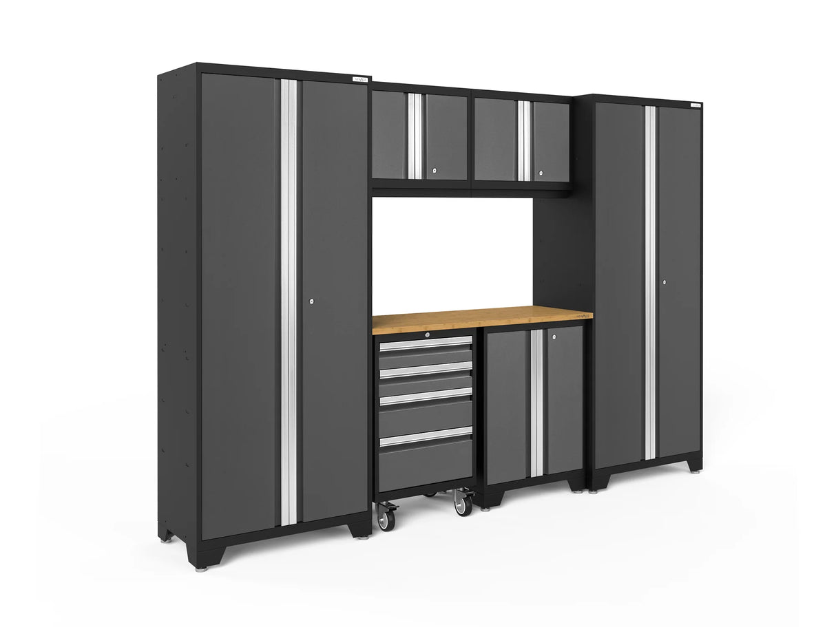 Bold Series 7 Piece Cabinet Set with Tool, Base, Wall Cabinets and 30 In. Lockers