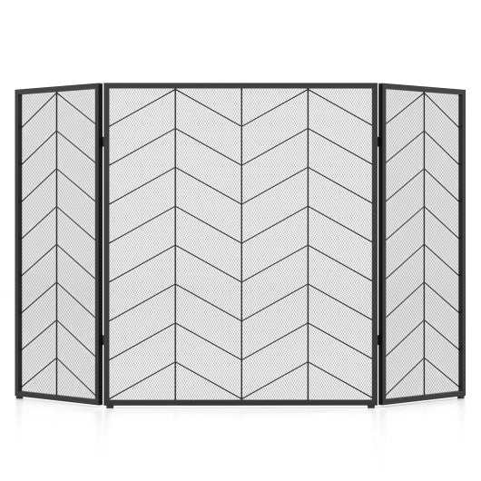 52 x 31 Inch Fireplace Screen with Chevron Herringbone Pattern