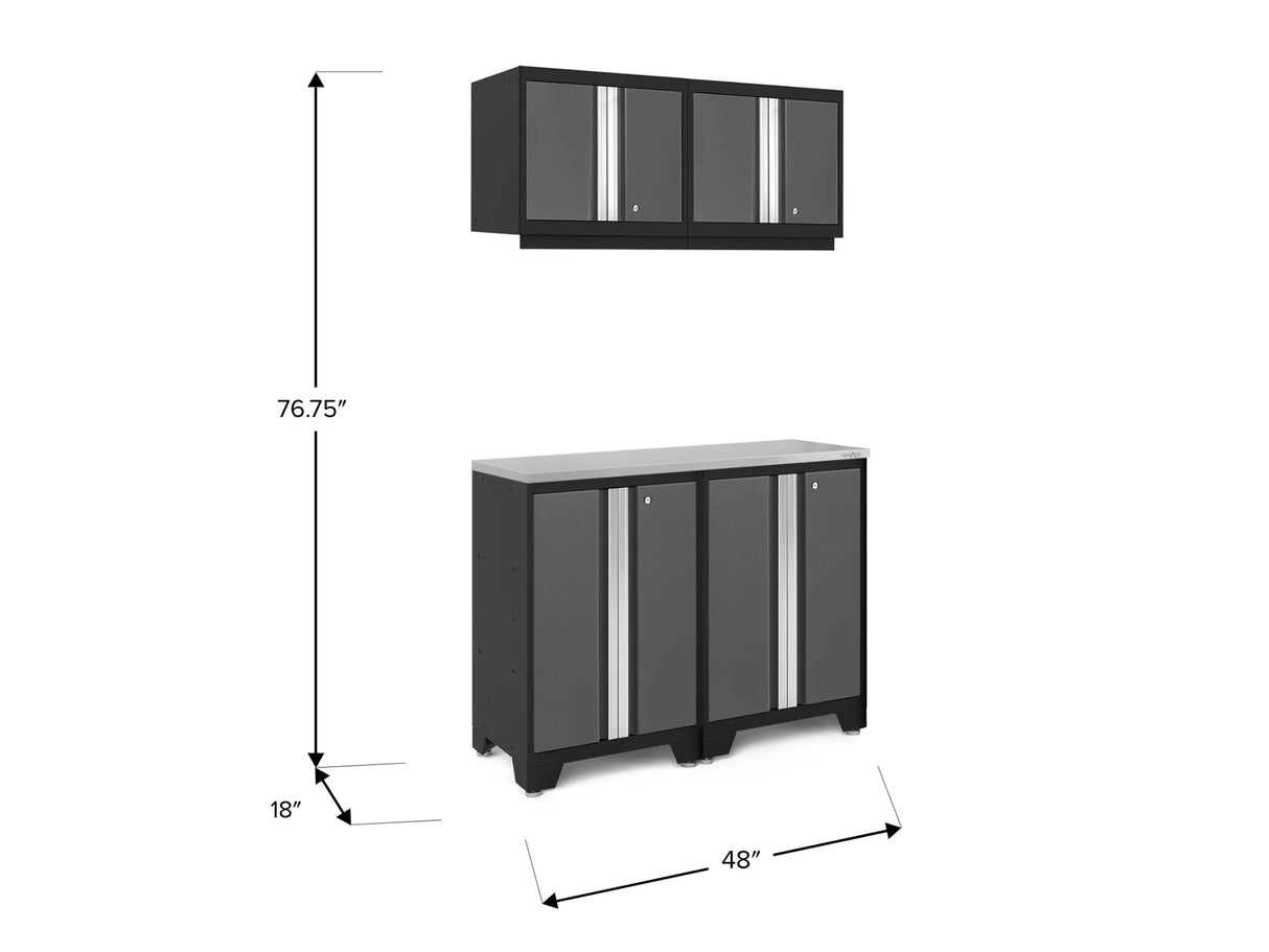 Bold Series 5 Piece Cabinet Set with Wall, Base Cabinet, and Worktop
