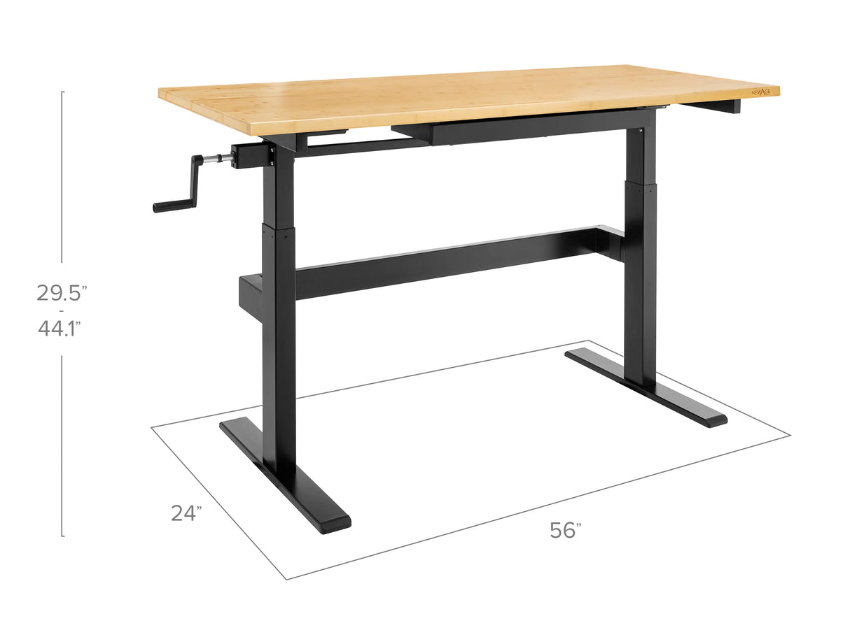 56 In. Manual Adjustable Height Worktable with Drawer