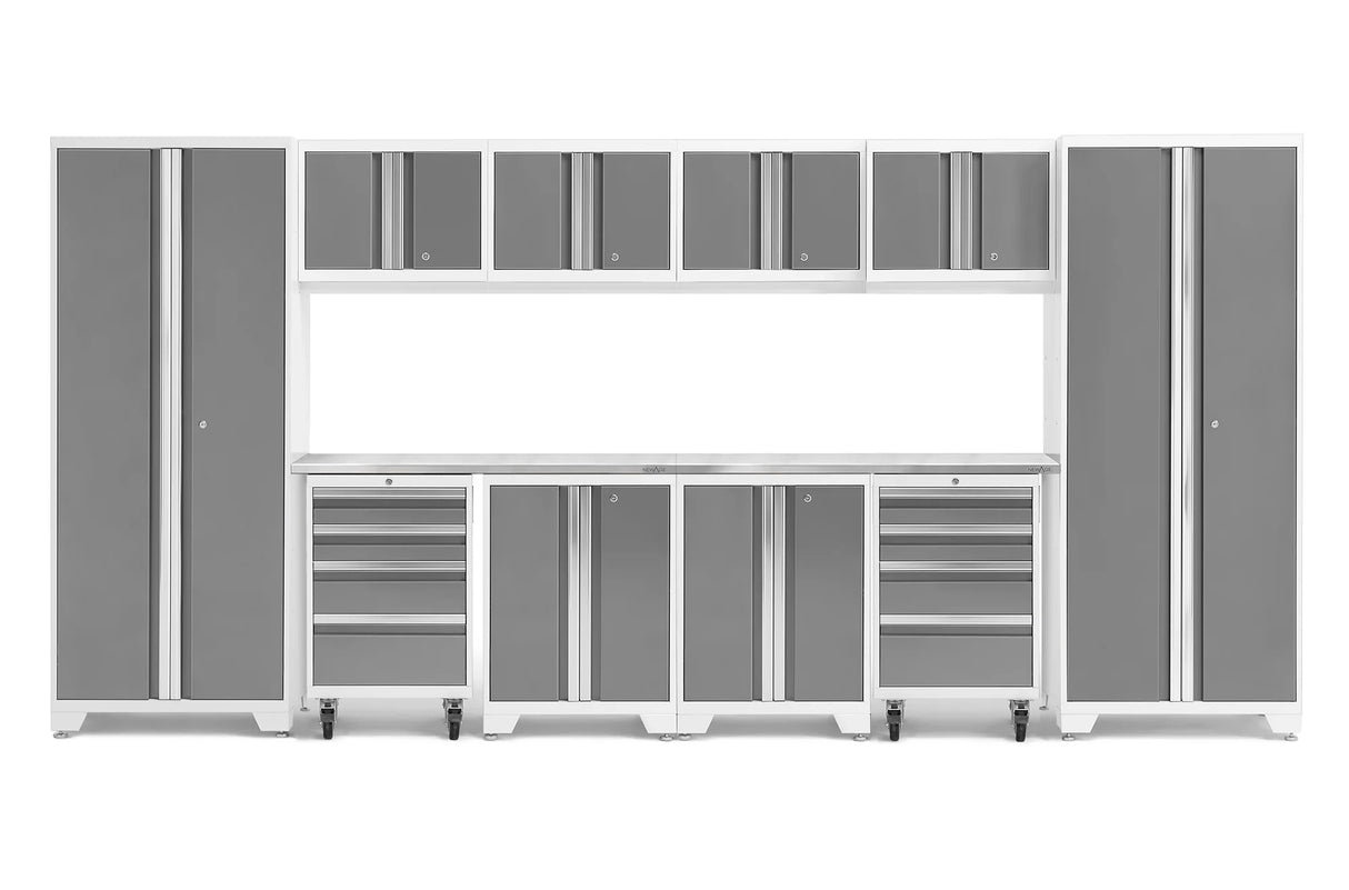 Bold Series 12 Piece Cabinet Set with Tool, Base, Wall Cabinets and 2 Lockers