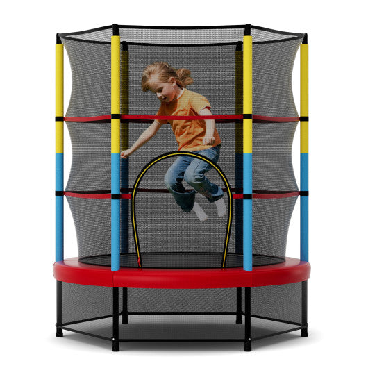55 Inch Mini Trampoline for Kids with Safety Enclosure Net for Indoor Outdoor