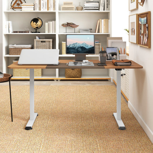 55 Inch Electric Standing Desk Adjustable with Cable Management Hole-Beige