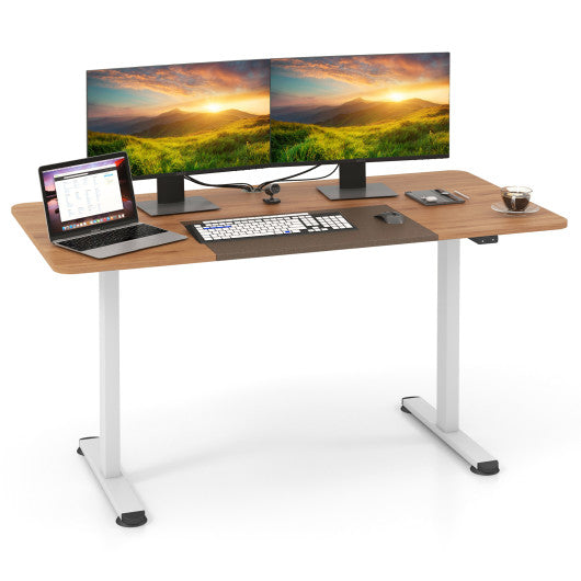 55 Inch Electric Standing Desk Adjustable with Cable Management Hole-Beige
