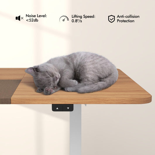 55 Inch Electric Standing Desk Adjustable with Cable Management Hole-Beige