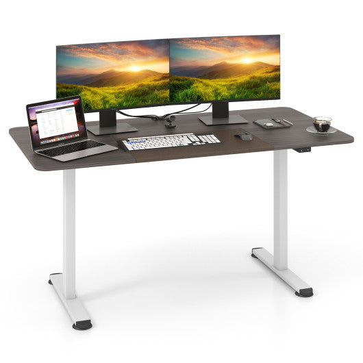 55 Inch Electric Standing Desk Adjustable with Cable Management Hole-Gray