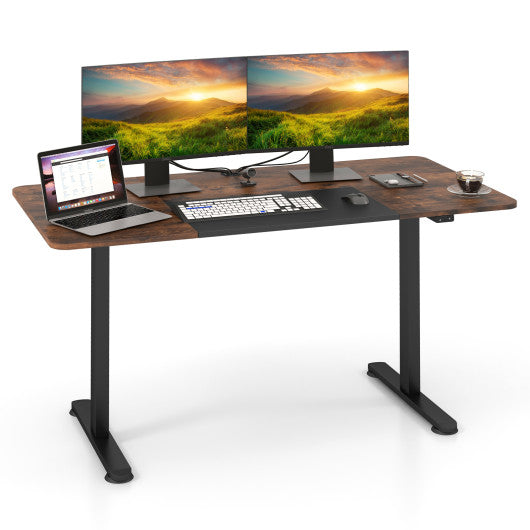 55 Inch Electric Standing Desk Adjustable with Cable Management Hole-Brown