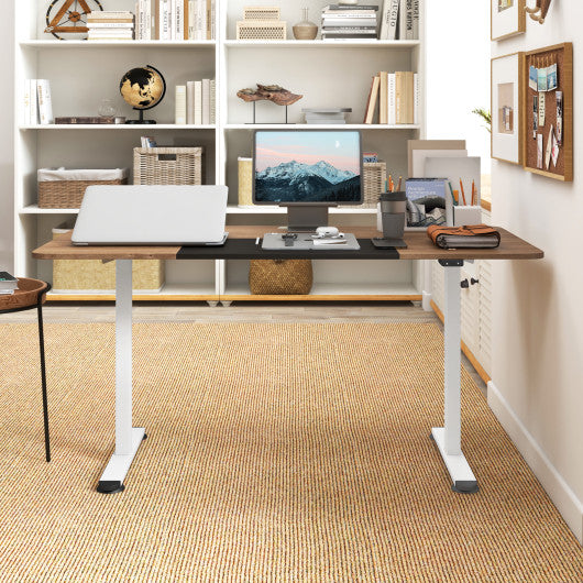 55 Inch Electric Standing Desk Adjustable with Cable Management Hole-Natural