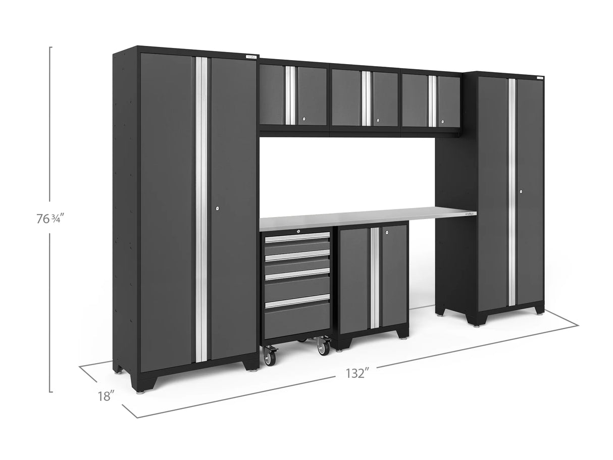 Bold Series 8 Piece Cabinet Set with Tool, Base, Wall Cabinets and 30 In. Lockers