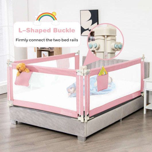 57 Inch Toddlers Vertical Lifting Baby Bed Rail Guard with Lock-Pink